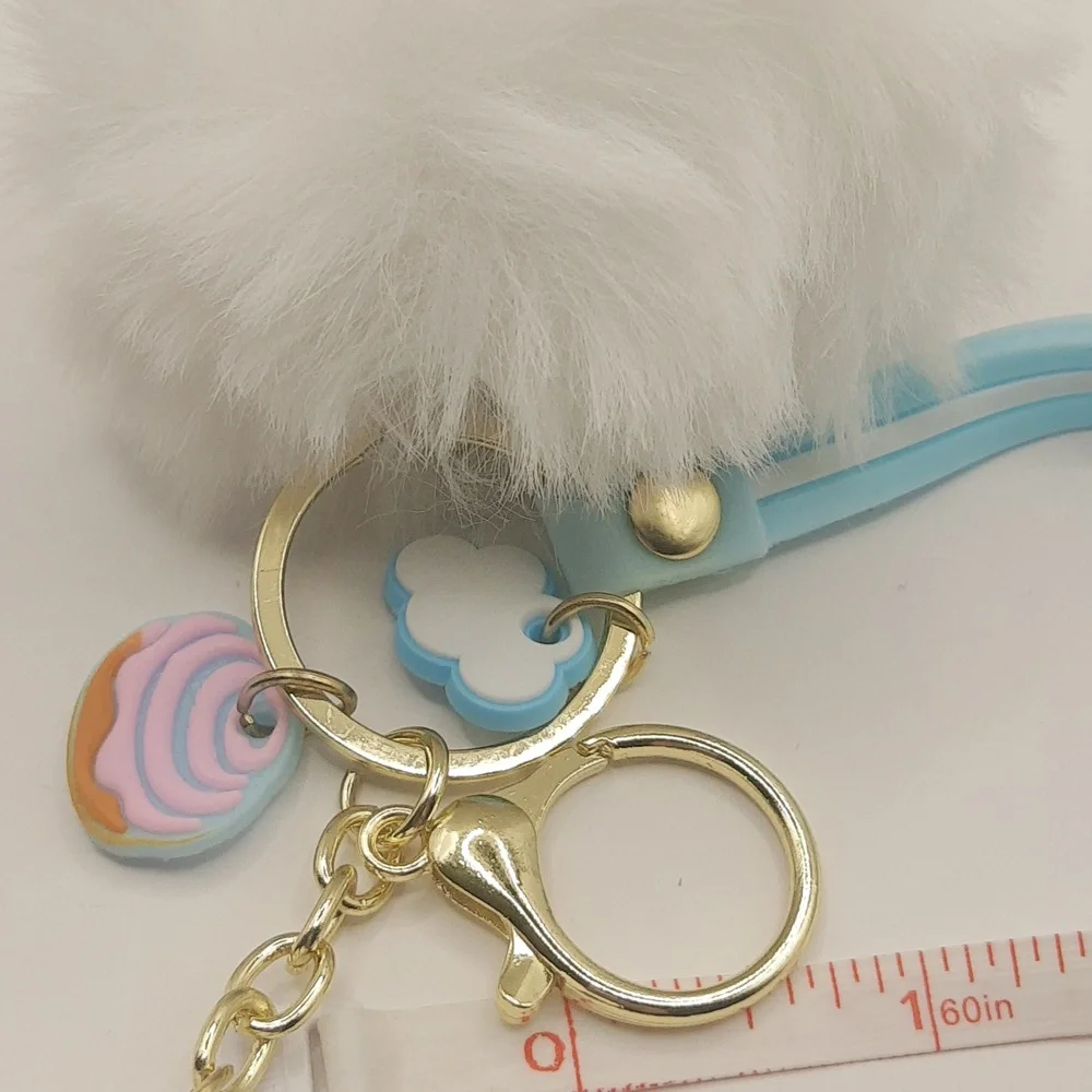 HK Inspired Cinnamoroll  Pom Pom Keychain Bag Pendant Keyring Jewelry NWOT